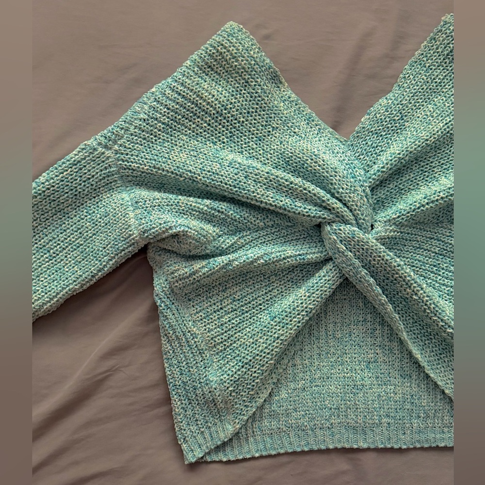 Francesca's Cross-Back Teal Sweater